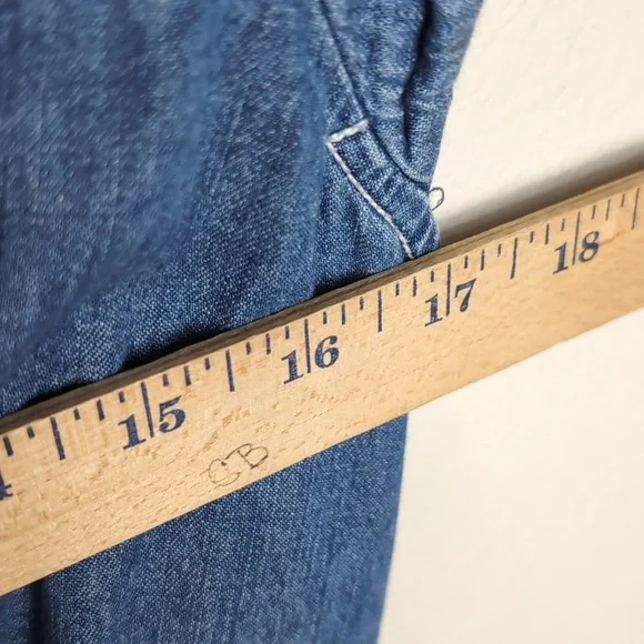 Free People Chester Dress Womens Large Stretch Denim Flutter Sleeve Sparkle 8 - Picture 12 of 15